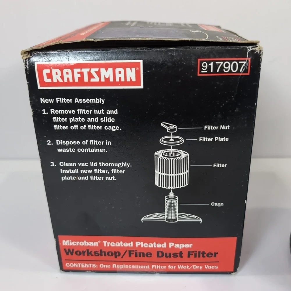 Craftsman 17907 OEM Filter Replacement Cartridge Shop Vac Dry Fine Dust Filter
